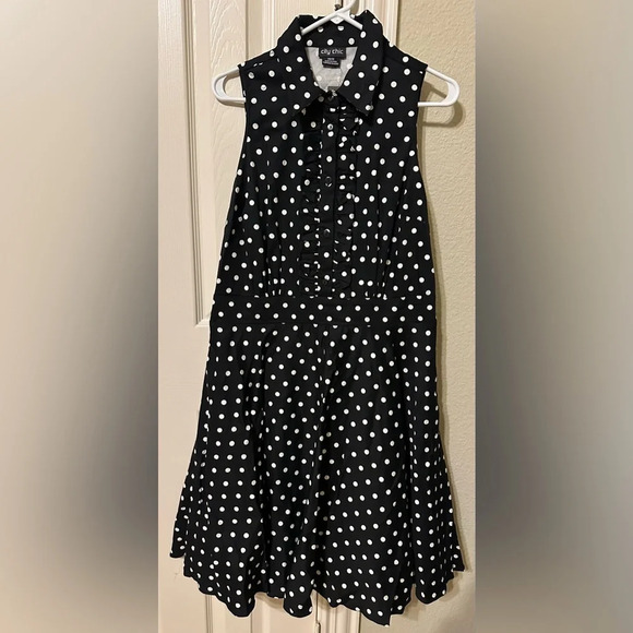 City Chic Nellie Dress Navy spot - new with tags size 14 - Picture 6 of 13